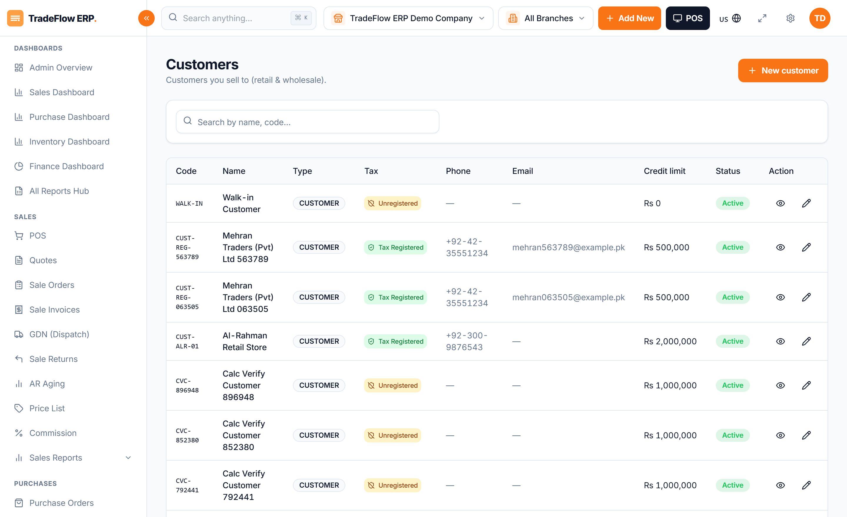 CRM & Parties in TradeFlow ERP