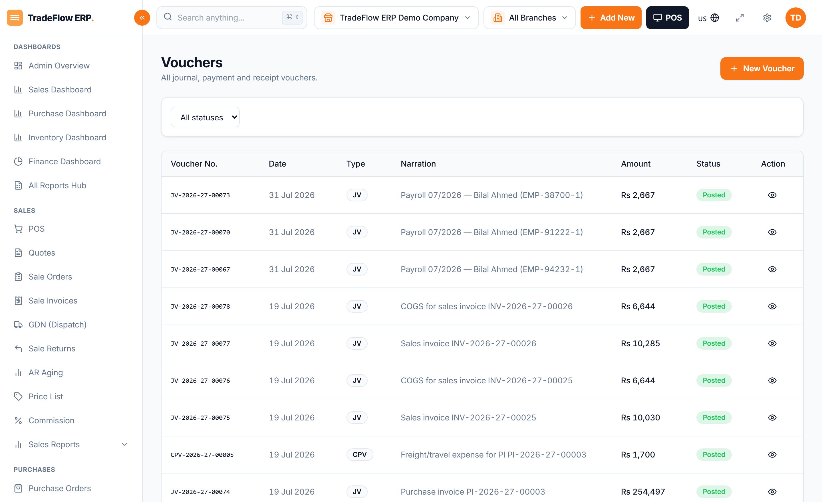 Finance & Accounting in TradeFlow ERP